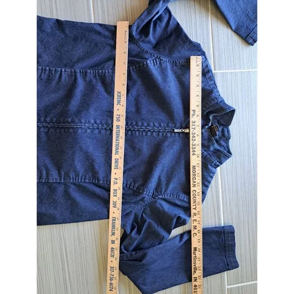 Eileen Fisher Womens Full Zip Blue Denim Jean Jacket Size M Cotton Blend - Picture 9 of 10